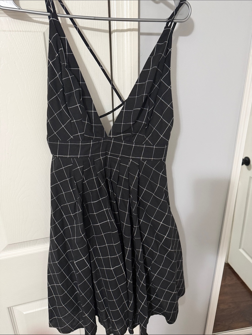 HYFVE Black Dress with White Windowpane Grid